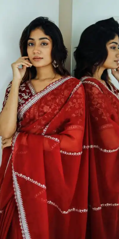  AC CADBURY Red Color Pure Soft Organza Zari Sequence Saree Casual, Wedding, Festive, Events Expected Delivery 4-6 Working Days @1949/- | Anarkali Suits