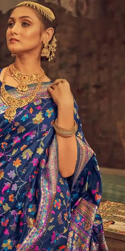 DDF 502 Royal Blue Color Kashmiri Running Thread Zari Work Saree Casual, Party Wear, Events, Festivals Etc. Expected Delivery 4-6 Working Days 2399/- | Bollywood Sarees, Creative Sarees, Designer Sarees, Embroidered Sarees, Ethnic Saree, Modern Digital sarees, Party Wear Sarees, Sarees