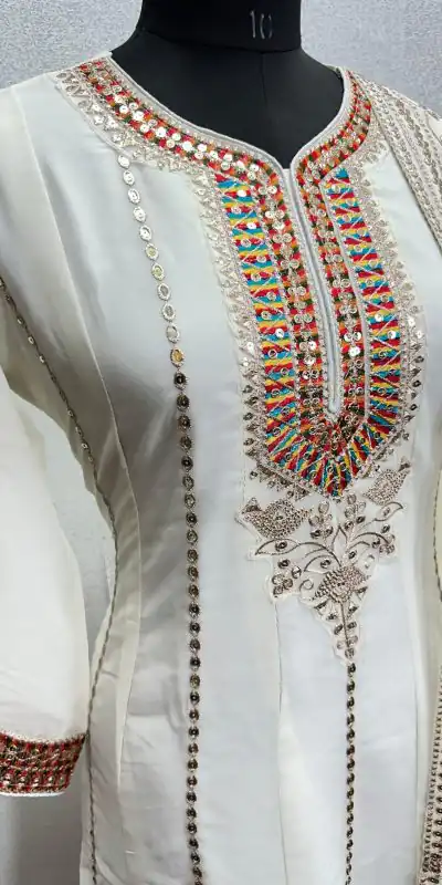 KF 1638 White Color Georgette Embroidered Sequence Salwar Suit Wedding, Party, Festive, Events Etc.  Expected Delivery 4-6 Working Days @2199/-Only | Casual Suits, Creative suits, Designer Suits, Palazzo Suits, Party Wear Suits, Salwar suit, Straight Suits