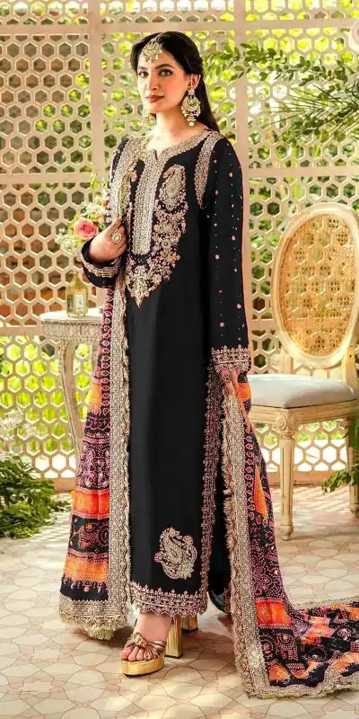 FC MARIA 1074 Black Color Heavy Georgette Embroidery Sequence Salwar Suit Wedding, Party, Festive events, etc.  Expected Delivery  4-6 Working Days @2149/- | Jump Suits, Casual Suits, Creative suits, Designer Suits, Palazzo Suits, Party Wear Suits, Patiala Suits, Salwar suit, Straight Suits