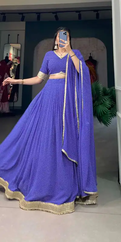 LNB 1212 Blue Color Georgette Print With Lace Border Lehenga Choli Festive Party Wedding, Events etc. Delivery 4-6 Working Days @2149/- | Bollywood Lehenga, Creative Lehenga, Designer Lehenga, Embroidered Lehenga, Lehenga, Party Wear Lehenga