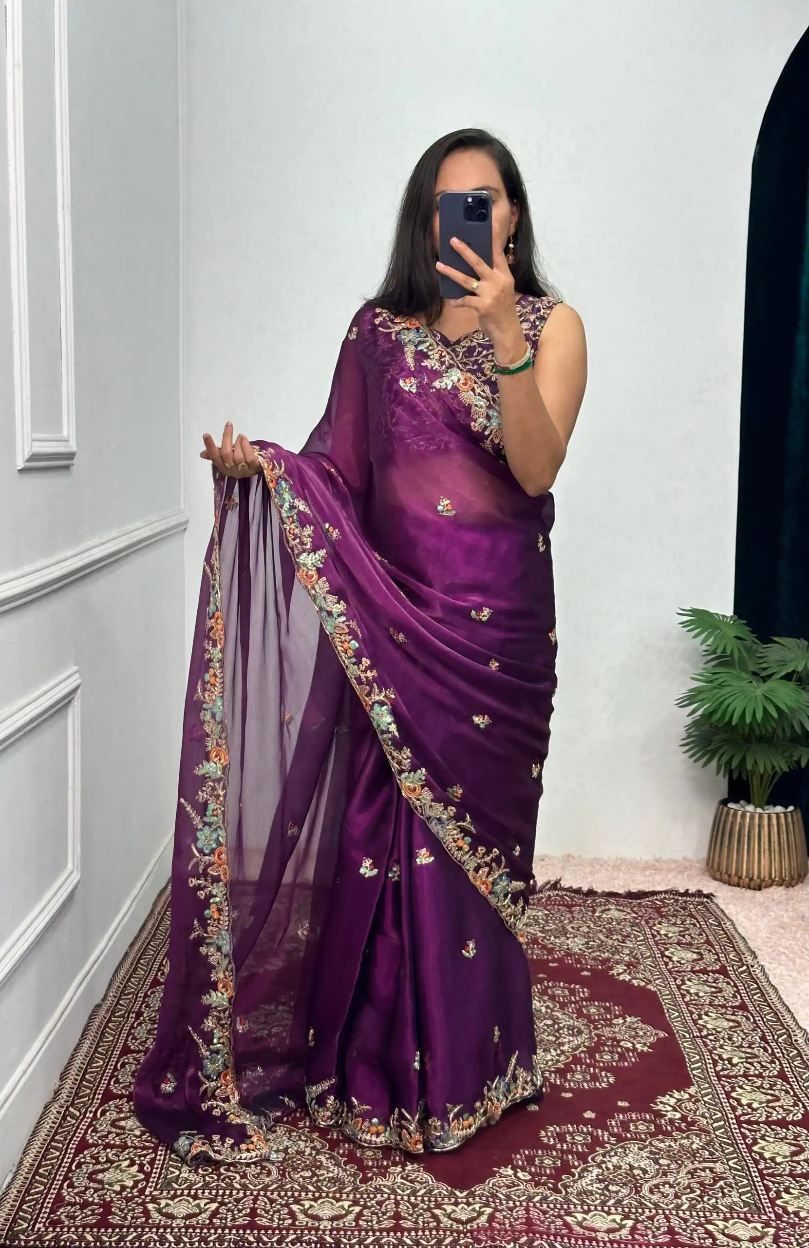 ST 472 Purple Color Burberry With Blooming Embroidery Saree Casual, Wedding, Party, Festive, Events Etc. Expected Delivery 4-6 Working Days @1999/- | Bollywood Sarees, Creative Sarees, Designer Sarees, Embroidered Sarees, Ethnic Saree, Modern Digital sarees, Party Wear Sarees, Sarees