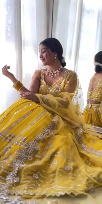 RTC 6368 Yellow Color Georgette Embroidery Sequence Lehenga Choli Wedding, Party, Festive, Events Etc.   Expected Delivery 4-6 Working Days @2049/- | Bollywood Lehenga, Creative Lehenga, Designer Lehenga, Embroidered Lehenga, Lehenga, Party Wear Lehenga