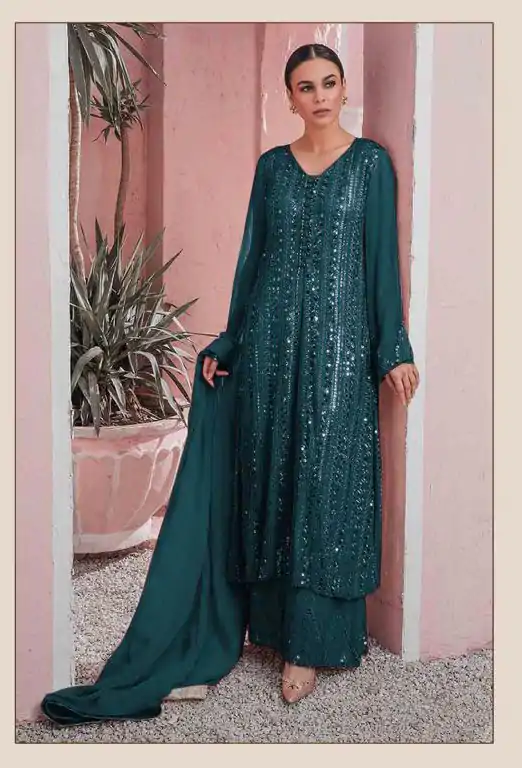 DS 001255 Blue color Georgette Embroidered Sequence Salwar Suit Casual, Wedding, Party, Festive, Events . Expected Delivery  4-6 Working Days @1999/- | Casual Suits, Creative suits, Designer Suits, Palazzo Suits, Party Wear Suits, Patiala Suits, Salwar suit, Straight Suits
