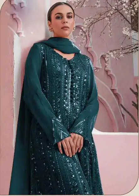 DS 001255 Blue color Georgette Embroidered Sequence Salwar Suit Casual, Wedding, Party, Festive, Events . Expected Delivery  4-6 Working Days @1999/- | Casual Suits, Creative suits, Designer Suits, Palazzo Suits, Party Wear Suits, Patiala Suits, Salwar suit, Straight Suits
