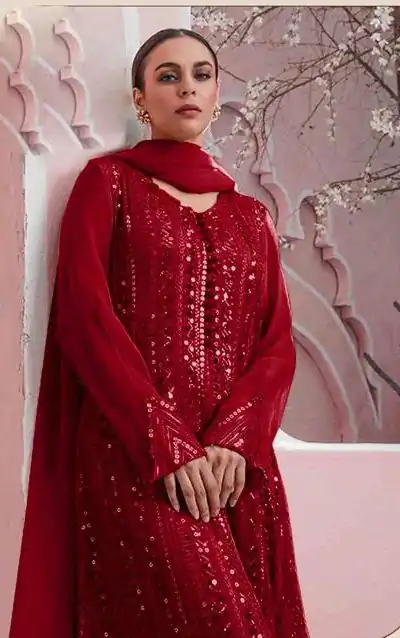 DS 001255 Maroon color Georgette Embroidered Sequence Salwar Suit Casual, Wedding, Party, Festive, Events . Expected Delivery 4-6 Working Days @1999/- | Casual Suits, Creative suits, Designer Suits, Palazzo Suits, Party Wear Suits, Patiala Suits, Salwar suit, Straight Suits