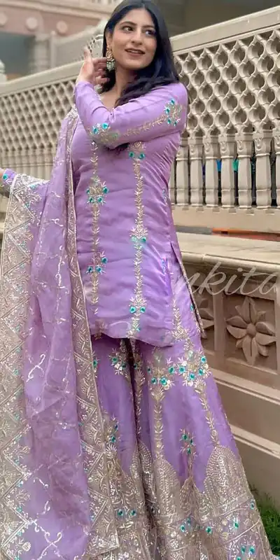 VLM 148 violet color Foix Georgette Embroidery Salwar Suit Casual, Wedding, Party, Festive, Events . Expected Delivery 4-6 Working Days @2299/- | Jump Suits, Casual Suits, Creative suits, Designer Suits, Palazzo Suits, Party Wear Suits, Patiala Suits, Salwar suit, Straight Suits