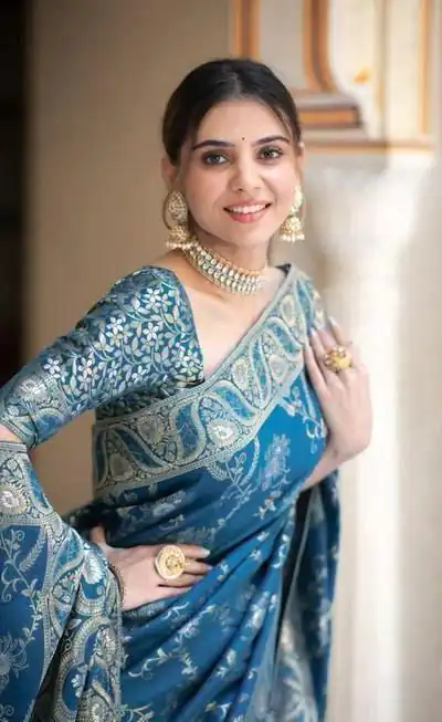 KP 5072 Blue Color Soft Lichi Silk Jacquard On All Over Saree Casual, Party Wear, Wedding, Events Etc. Expected Delivery 4-6 Working Days @1499/- | Bollywood Sarees, Creative Sarees, Designer Sarees, Embroidered Sarees, Ethnic Saree, Modern Digital sarees, Party Wear Sarees, Sarees