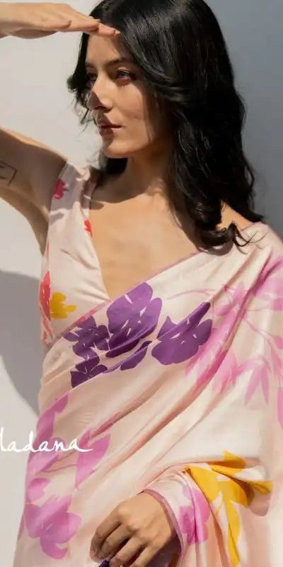  JM Krishna Madana2 Cream Pink Color Satin Silk Blouse Digital Print Saree, Party Wear, Events, Festivals Expected Delivery 4-6 Working Days 1549/- | Bollywood Sarees, Creative Sarees, Designer Sarees, Embroidered Sarees, Ethnic Saree, Modern Digital sarees, Party Wear Sarees, Sarees