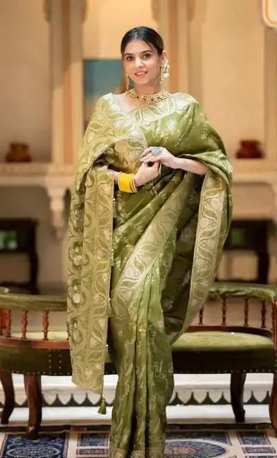 KP 5072 Green Color Soft Lichi Silk Jacquard On All Over Saree Casual, Party Wear, Wedding, Events Etc. Expected Delivery 4-6 Working Days @1499/- | Bollywood Sarees, Creative Sarees, Designer Sarees, Embroidered Sarees, Ethnic Saree, Modern Digital sarees, Party Wear Sarees, Sarees