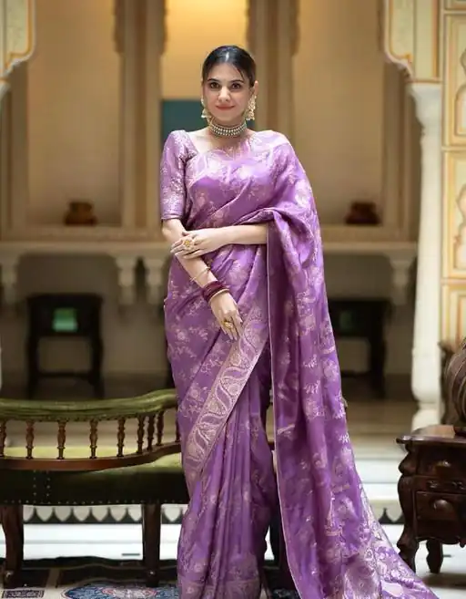 KP 5072B Light Purple Color Soft Lichi Silk Jacquard On All Over Saree Casual, Party Wear, Wedding, Events Etc. Expected Delivery 4-6 Working Days @1499/- | Bollywood Sarees, Creative Sarees, Designer Sarees, Embroidered Sarees, Ethnic Saree, Modern Digital sarees, Party Wear Sarees, Sarees