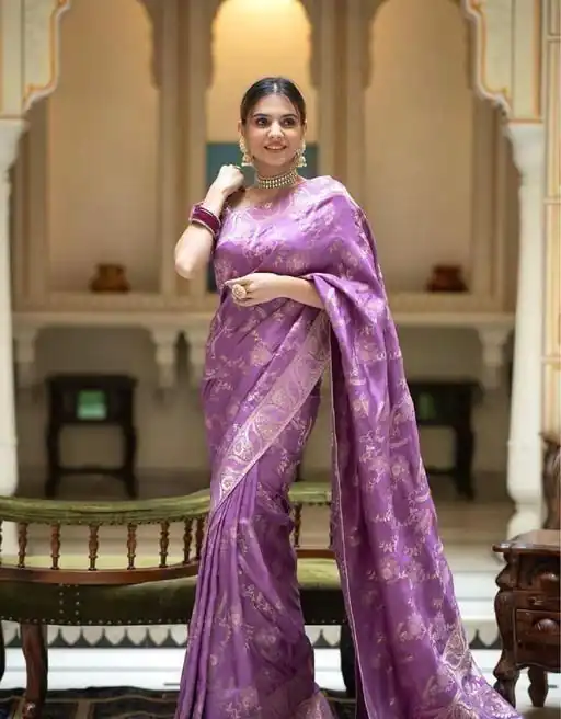 KP 5072B Light Purple Color Soft Lichi Silk Jacquard On All Over Saree Casual, Party Wear, Wedding, Events Etc. Expected Delivery 4-6 Working Days @1499/- | Bollywood Sarees, Creative Sarees, Designer Sarees, Embroidered Sarees, Ethnic Saree, Modern Digital sarees, Party Wear Sarees, Sarees