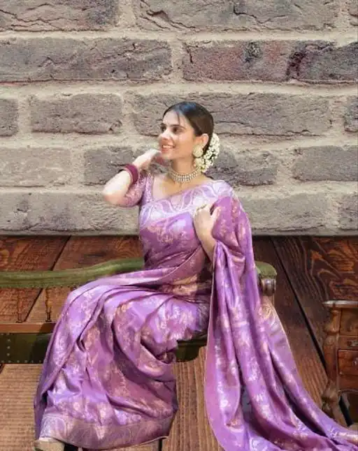 KP 5072B Light Purple Color Soft Lichi Silk Jacquard On All Over Saree Casual, Party Wear, Wedding, Events Etc. Expected Delivery 4-6 Working Days @1499/- | Bollywood Sarees, Creative Sarees, Designer Sarees, Embroidered Sarees, Ethnic Saree, Modern Digital sarees, Party Wear Sarees, Sarees