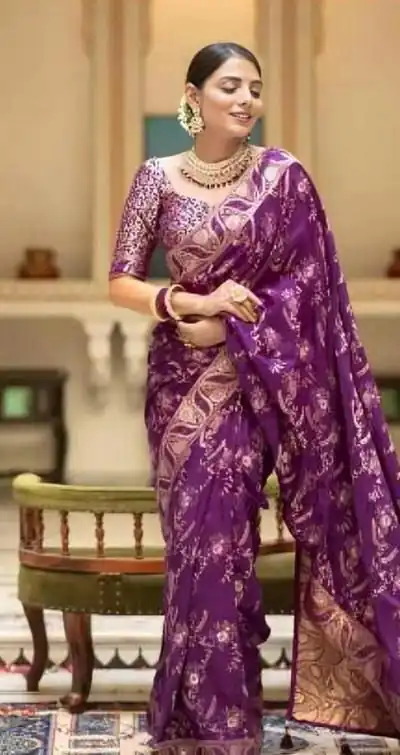 KP 5072B Purple Color Soft Lichi Silk Jacquard On All Over Saree Casual, Party Wear, Wedding, Events Etc. Expected Delivery 4-6 Working Days @1499/- | Bollywood Sarees, Creative Sarees, Designer Sarees, Embroidered Sarees, Ethnic Saree, Modern Digital sarees, Party Wear Sarees, Sarees