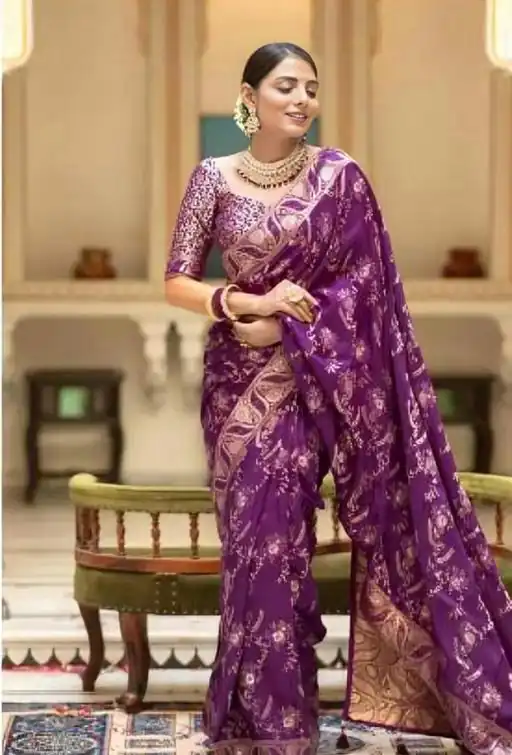 KP 5072B Purple Color Soft Lichi Silk Jacquard On All Over Saree Casual, Party Wear, Wedding, Events Etc. Expected Delivery 4-6 Working Days @1499/- | Bollywood Sarees, Creative Sarees, Designer Sarees, Embroidered Sarees, Ethnic Saree, Modern Digital sarees, Party Wear Sarees, Sarees