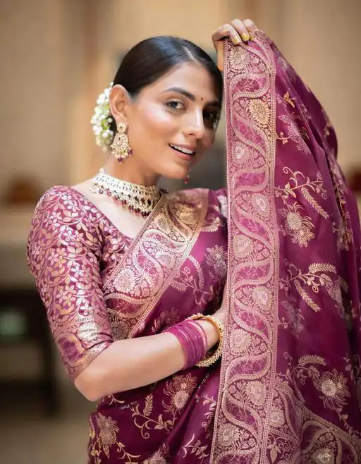 KP 5072B Wine Color Soft Lichi Silk Jacquard On All Over Saree Casual, Party Wear, Wedding, Events Etc. Expected Delivery 4-6 Working Days @1499/- | Bollywood Sarees, Creative Sarees, Designer Sarees, Embroidered Sarees, Ethnic Saree, Modern Digital sarees, Party Wear Sarees, Sarees