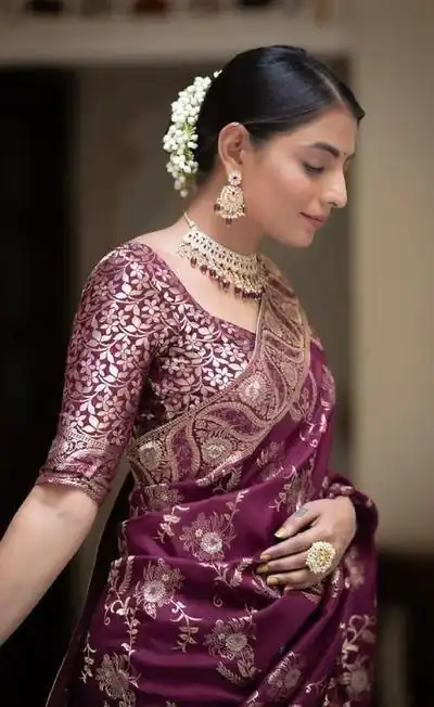 KP 5072B Wine Color Soft Lichi Silk Jacquard On All Over Saree Casual, Party Wear, Wedding, Events Etc. Expected Delivery 4-6 Working Days @1499/- | Bollywood Sarees, Creative Sarees, Designer Sarees, Embroidered Sarees, Ethnic Saree, Modern Digital sarees, Party Wear Sarees, Sarees