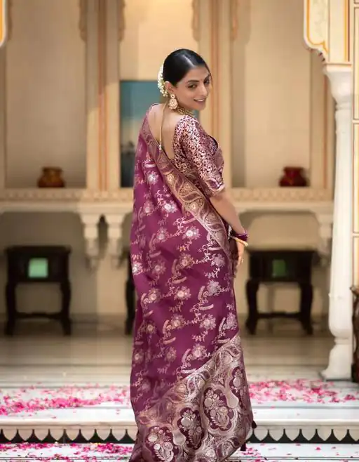 KP 5072B Wine Color Soft Lichi Silk Jacquard On All Over Saree Casual, Party Wear, Wedding, Events Etc. Expected Delivery 4-6 Working Days @1499/- | Bollywood Sarees, Creative Sarees, Designer Sarees, Embroidered Sarees, Ethnic Saree, Modern Digital sarees, Party Wear Sarees, Sarees