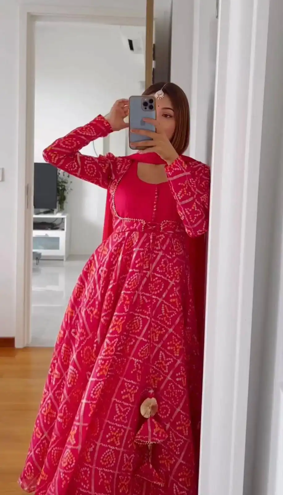 KD 1177 Pink Color Georgette Bandhani Digital Printed Salwar Suit Casual, Party, Festive, Events Wedding Etc. Expected Delivery 4-6 Working Days @2099/- | Casual Suits, Creative suits, Designer Suits, Palazzo Suits, Party Wear Suits, Salwar suit, Straight Suits
