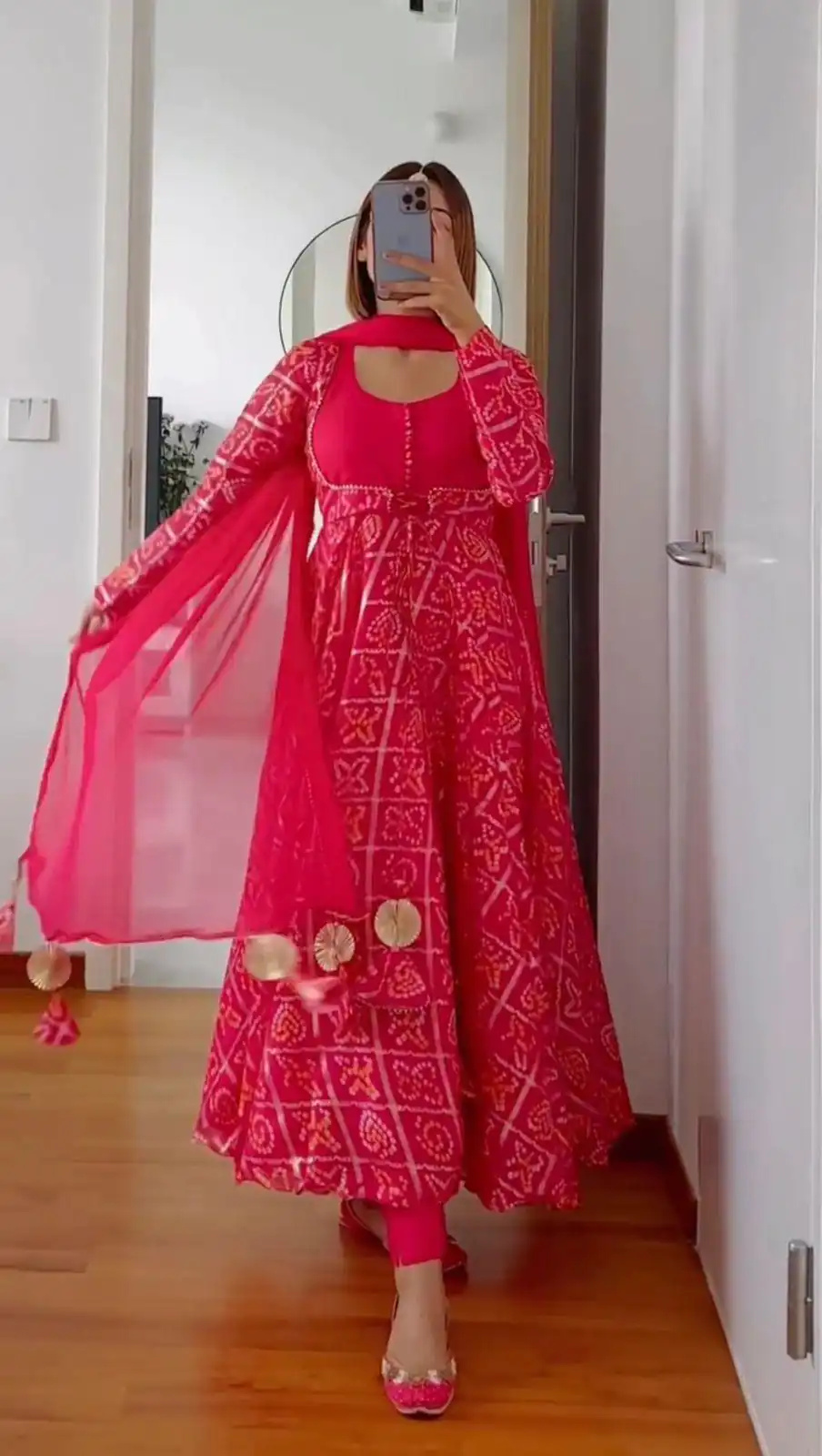 KD 1177 Pink Color Georgette Bandhani Digital Printed Salwar Suit Casual, Party, Festive, Events Wedding Etc. Expected Delivery 4-6 Working Days @2099/- | Casual Suits, Creative suits, Designer Suits, Palazzo Suits, Party Wear Suits, Salwar suit, Straight Suits