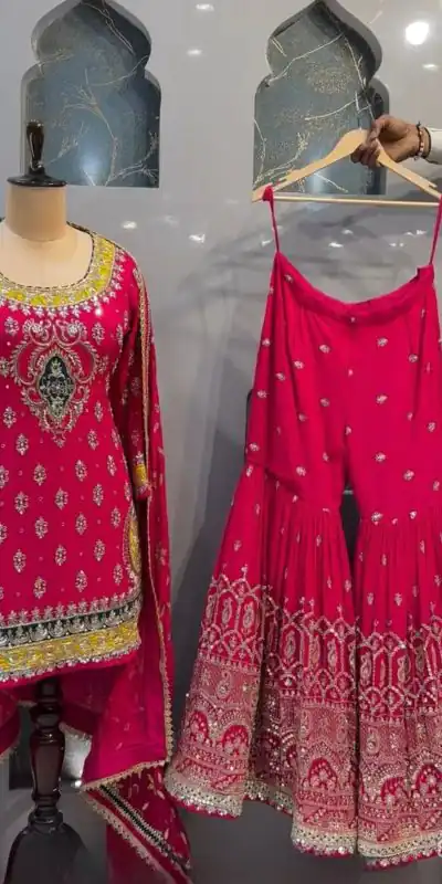 MF 419 Pink Color Georgette Multi Needle Embroidery Salwar Suit  Wedding, Party, Festive, Events Etc. Expected 4-6 Working Days @2249/- | Casual Suits, Creative suits, Designer Suits, Palazzo Suits, Party Wear Suits, Patiala Suits, Salwar suit, Straight Suits