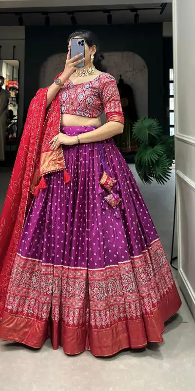 AF Lahriya Purple Color Tussar Patola Print Foil Work Lehenga Choli Casual, Party Wear, Events, Festivals Wear Etc. Expected Delivery 4-6 Working Days @1999 | Bollywood Lehenga, Creative Lehenga, Designer Lehenga, Embroidered Lehenga, Lehenga, Party Wear Lehenga