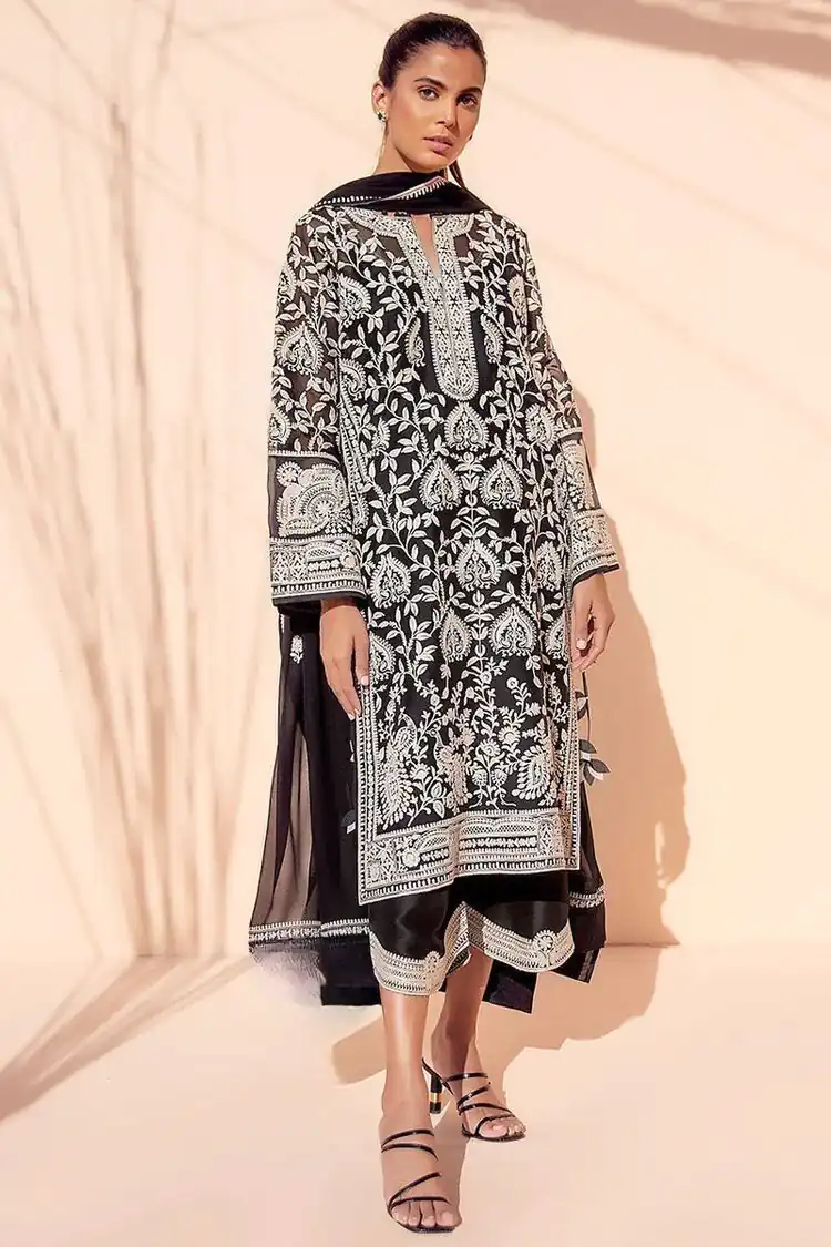 KF 1539 Black  Top : Georgette Chine Stitched Work Salwar Suit Wedding, Party, Festive, Events Etc.  Expected Delivery 4-6 Working Days @1899/-Only | Casual Suits, Creative suits, Designer Suits, Palazzo Suits, Party Wear Suits, Salwar suit, Straight Suits