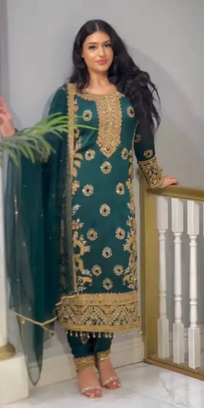 SSR 463 Blue Color Chinnon Silk Embroidery Sequence Salwar Suit Wedding, Party, Festive, Events Expected Delivery 4-6 Working Days @ 2099/- Only | Casual Suits, Creative suits, Designer Suits, Party Wear Suits, Salwar suit, Straight Suits