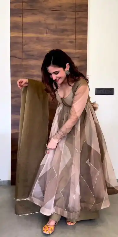 RTC 5517 Brown Color Tabby Silk Organza Digital Printed Salwar Suit Wedding, Party, Festive, Events Etc. Expected Delivery 4-6 Working Days @2099/- | Jump Suits, Casual Suits, Creative suits, Designer Suits, Palazzo Suits, Party Wear Suits, Patiala Suits, Salwar suit, Straight Suits