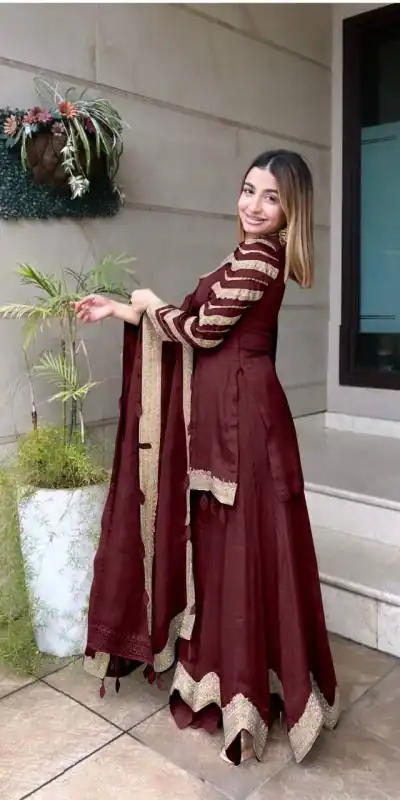 NSR 691 Maroon  Color Faux Georgette Embroidery Work Salwar Suit Casual, Party Festive, Events Etc. Expected Delivery 4-6 Working Days @1899/ | Jump Suits, Casual Suits, Creative suits, Designer Suits, Palazzo Suits, Party Wear Suits, Patiala Suits, Salwar suit, Straight Suits