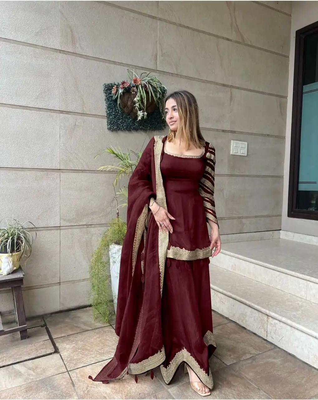 NSR 691 Maroon  Color Faux Georgette Embroidery Work Salwar Suit Casual, Party Festive, Events Etc. Expected Delivery 4-6 Working Days @1899/ | Jump Suits, Casual Suits, Creative suits, Designer Suits, Palazzo Suits, Party Wear Suits, Patiala Suits, Salwar suit, Straight Suits