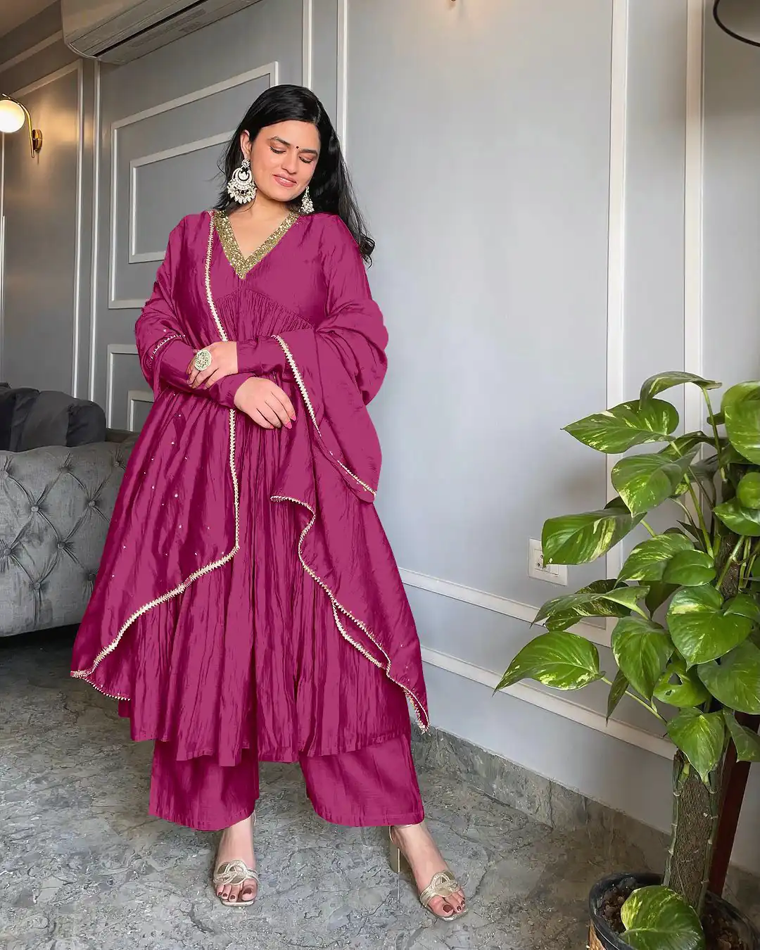 AD 152 Pink Color Pure Chinon Silk Embroidery Sharara Suit Fancy Full Sleeve Wedding, Party, Festive, Events Etc. Expected Delivery  4-6 Working Days @1799/ | Casual Suits, Jump Suits, Creative suits, Designer Suits, Palazzo Suits, Party Wear Suits, Patiala Suits, Salwar suit, Straight Suits