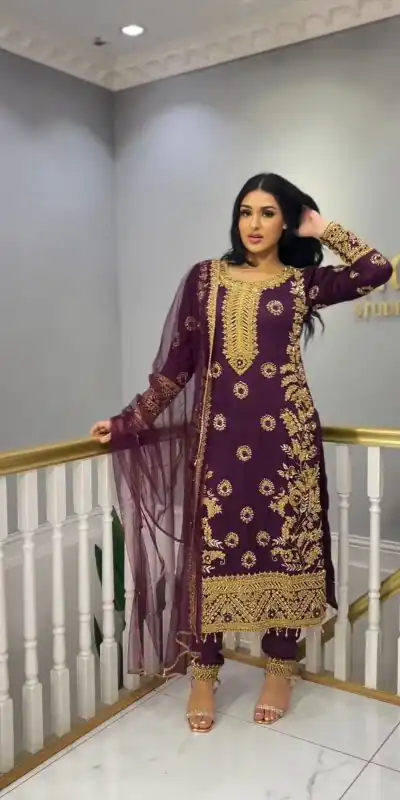 SSR 463 Purple Color Chinnon Silk Embroidery Sequence Salwar Suit Wedding, Party, Festive, Events Expected Delivery 4-6 Working Days @ 2099/- Only | Casual Suits, Creative suits, Designer Suits, Party Wear Suits, Salwar suit, Straight Suits