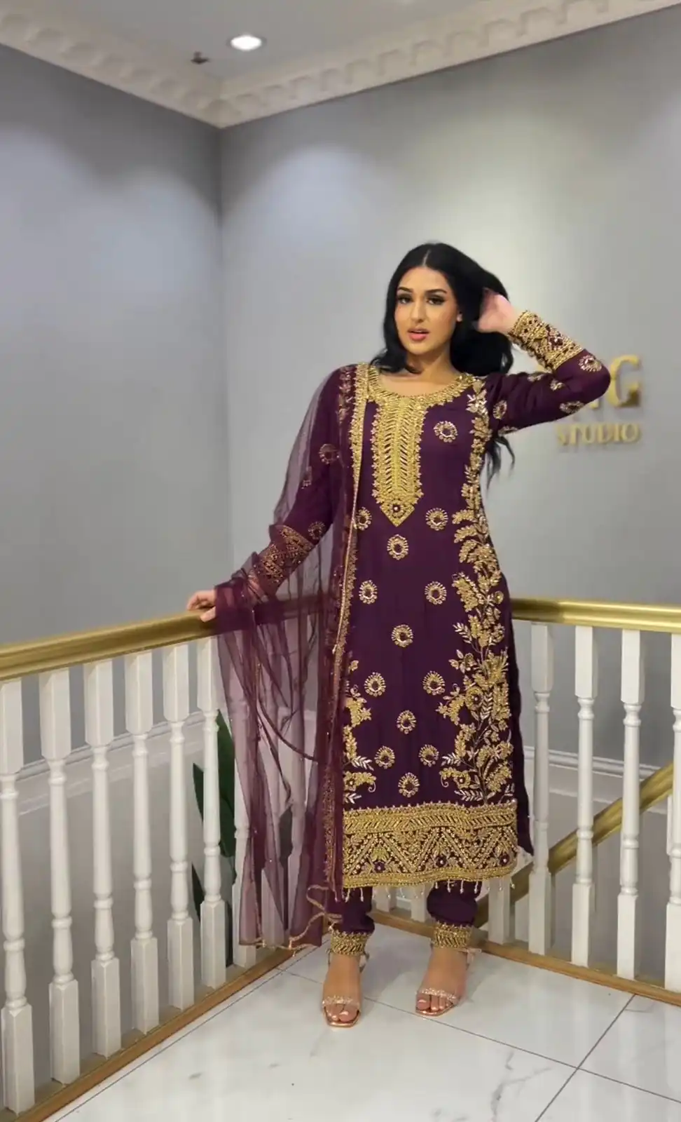 SSR 463 Purple Color Chinnon Silk Embroidery Sequence Salwar Suit Wedding, Party, Festive, Events Expected Delivery 4-6 Working Days @ 2099/- Only | Casual Suits, Creative suits, Designer Suits, Party Wear Suits, Salwar suit, Straight Suits
