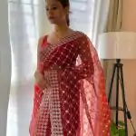  AC ARROW Red Color Organza Embroidery Thread Work Saree Casual, Wedding, Festive, Events Expected Delivery 4-6 Working Days @2099/- | Bollywood Sarees, Creative Sarees, Designer Sarees, Embroidered Sarees, Ethnic Saree, Modern Digital sarees, Party Wear Sarees, Sarees