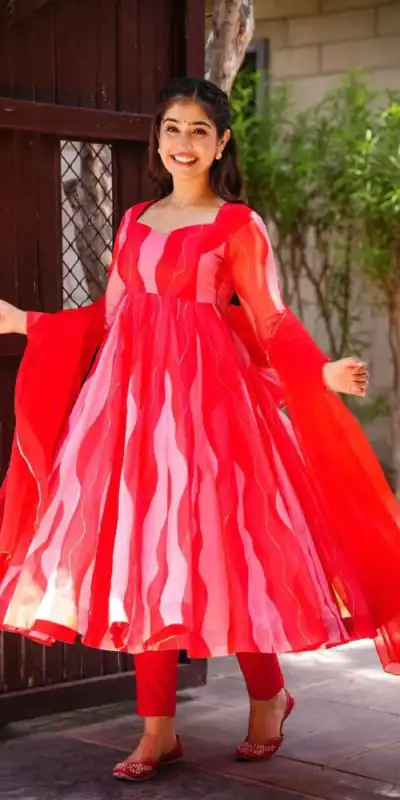 RTC 5517 Red Color Tabby Silk Organza Digital Printed Salwar Suit Wedding, Party, Festive, Events Etc. Expected Delivery 4-6 Working Days @2099/- | Jump Suits, Casual Suits, Creative suits, Designer Suits, Palazzo Suits, Party Wear Suits, Patiala Suits, Salwar suit, Straight Suits