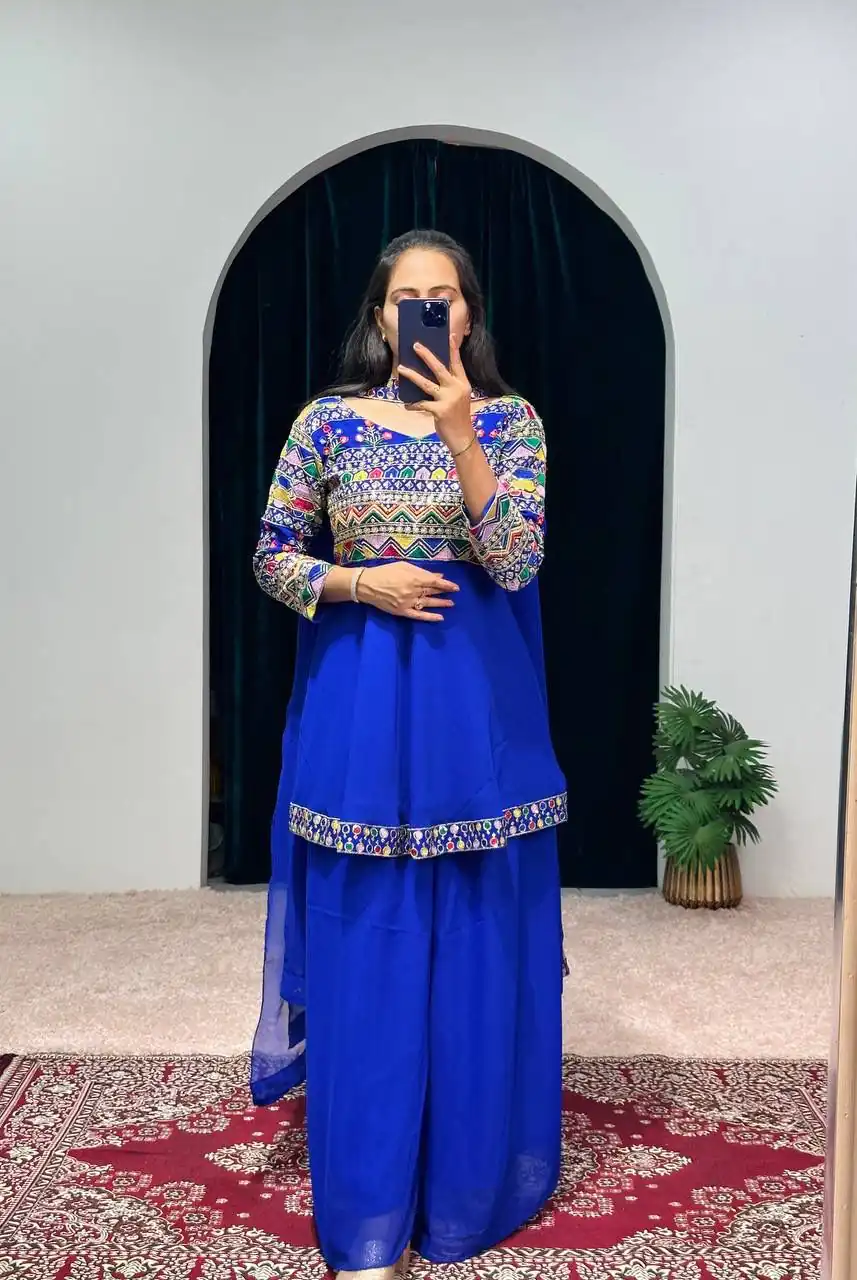 ST 1048 Royal Blue Color Georgette Heavy Embroidery Salwar Suit Casual, Wedding, Party, Festive, Events Etc. Expected Delivery 4-6 Working Days @2179/- | Jump Suits, Casual Suits, Creative suits, Designer Suits, Palazzo Suits, Party Wear Suits, Patiala Suits, Salwar suit, Straight Suits