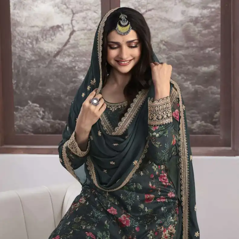 FC Swara 65586 Green Color Vichitra Digital Print Embroidery Salwar Suit Wedding, Party, Festive events, etc.  Expected Delivery  4-6 Working Days @2699 | Casual Suits, Jump Suits, Creative suits, Designer Suits, Palazzo Suits, Party Wear Suits, Patiala Suits, Salwar suit, Straight Suits