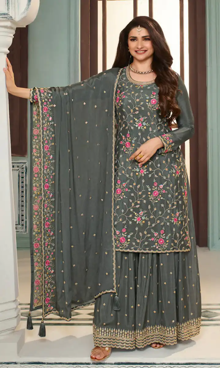 FC AVANTI Grey Color Chinon Embroidery Multi Work Salwar Suit Wedding, Party, Festive events, etc.  Expected Delivery  4-6 Working Days @2899/- | Casual Suits, Jump Suits, Creative suits, Designer Suits, Palazzo Suits, Party Wear Suits, Patiala Suits, Salwar suit, Straight Suits
