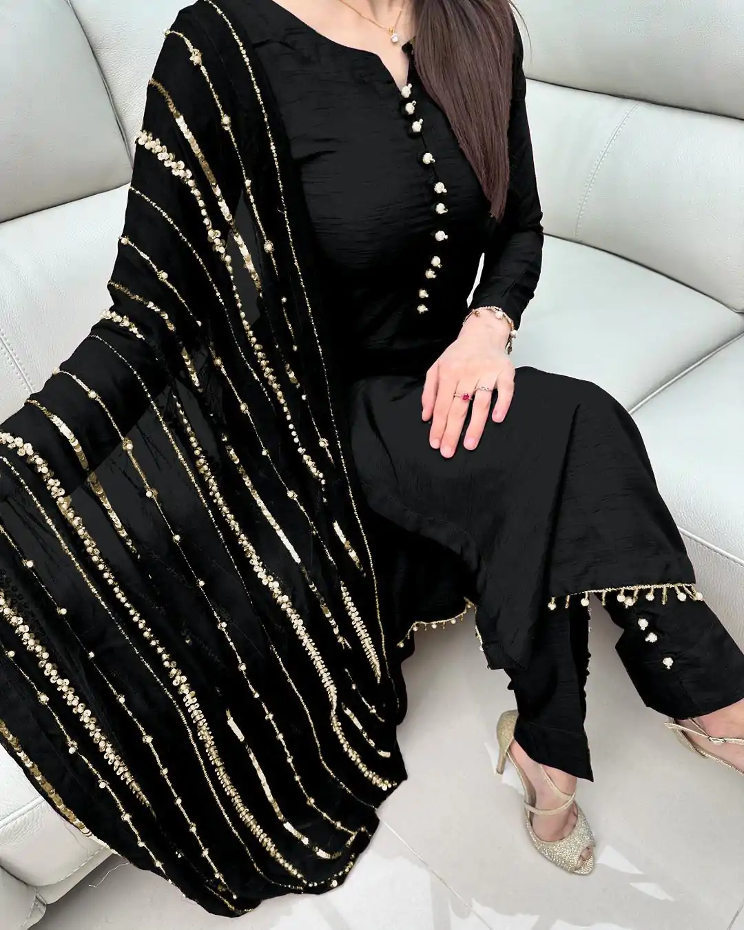 SRK 5161 Black Color Chinnon Silk Embroidery Coding Dori Salwar Suit Wedding, Party, Festive, Events Expected Delivery 4-6 Working Days @ 1899/- | Casual Suits, Jump Suits, Creative suits, Designer Suits, Palazzo Suits, Party Wear Suits, Patiala Suits, Salwar suit, Straight Suits