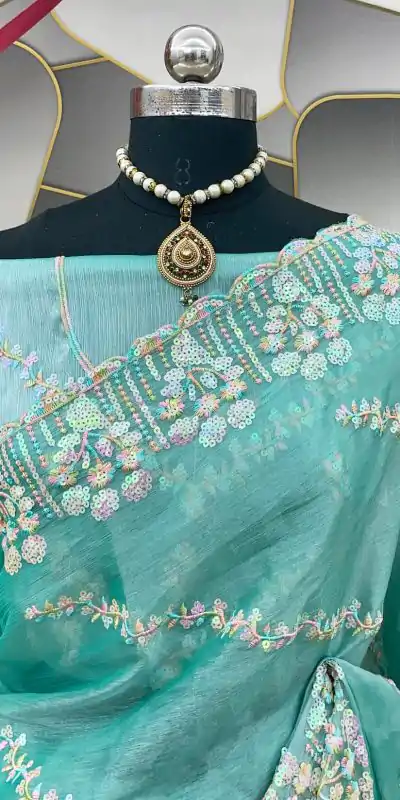 SC 289 Blue Color Jimi Choo Silk Beautiful Embroidery Saree , Party Wear, Events, Festivals Expected Delivery 4-6 Working Days 1999/- | Bollywood Sarees, Creative Sarees, Designer Sarees, Embroidered Sarees, Ethnic Saree, Modern Digital sarees, Party Wear Sarees, Sarees