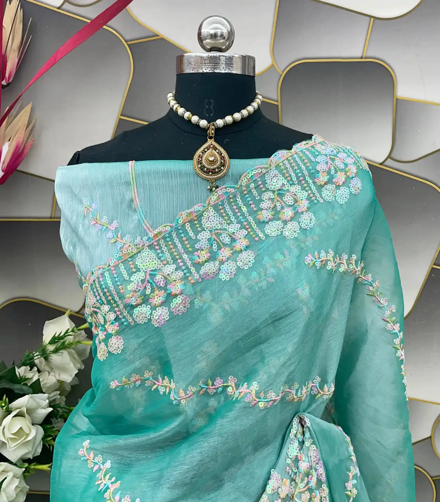 SC 289 Blue Color Jimi Choo Silk Beautiful Embroidery Saree , Party Wear, Events, Festivals Expected Delivery 4-6 Working Days 1999/- | Bollywood Sarees, Creative Sarees, Designer Sarees, Embroidered Sarees, Ethnic Saree, Modern Digital sarees, Party Wear Sarees, Sarees