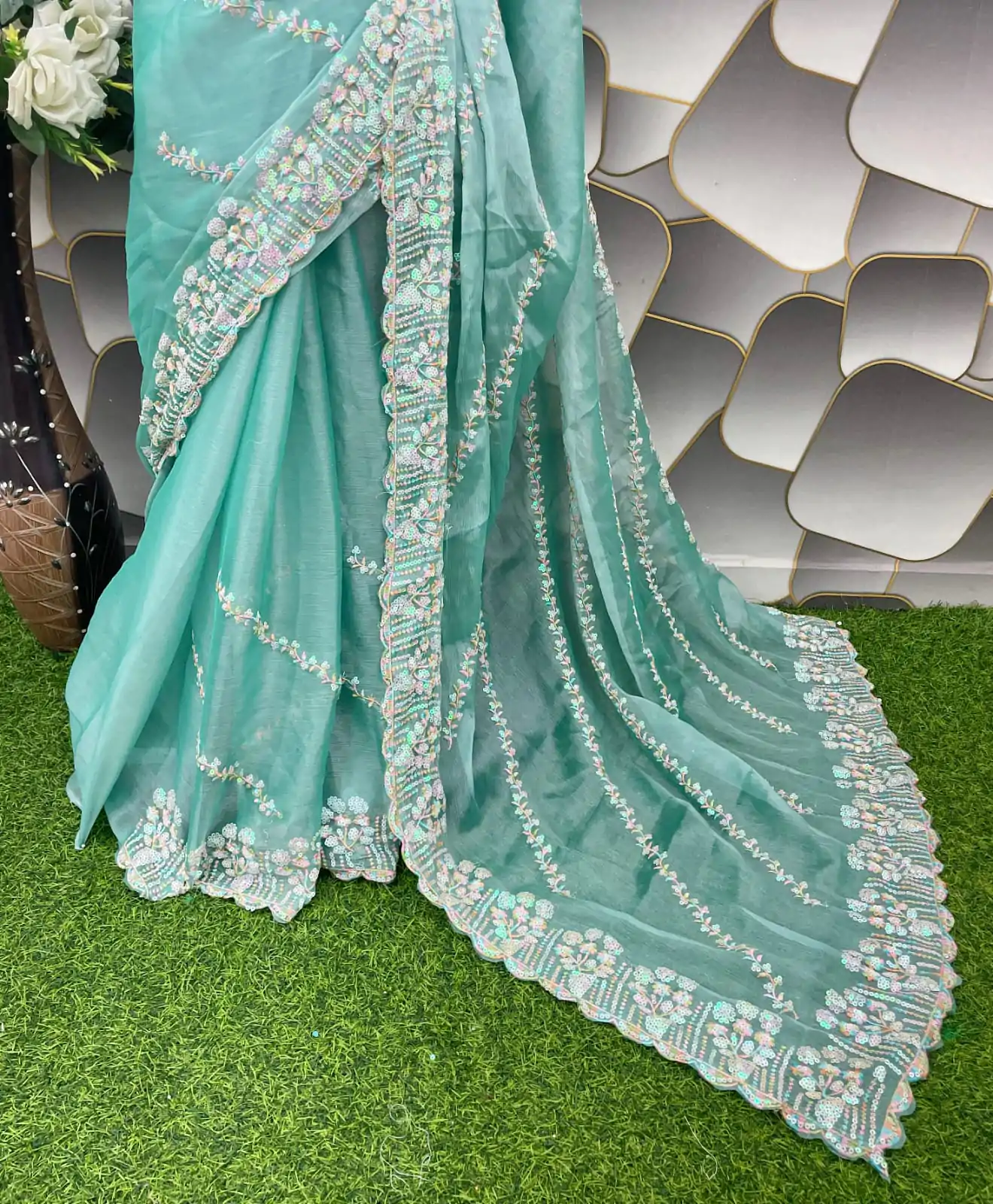 SC 289 Blue Color Jimi Choo Silk Beautiful Embroidery Saree , Party Wear, Events, Festivals Expected Delivery 4-6 Working Days 1999/- | Bollywood Sarees, Creative Sarees, Designer Sarees, Embroidered Sarees, Ethnic Saree, Modern Digital sarees, Party Wear Sarees, Sarees