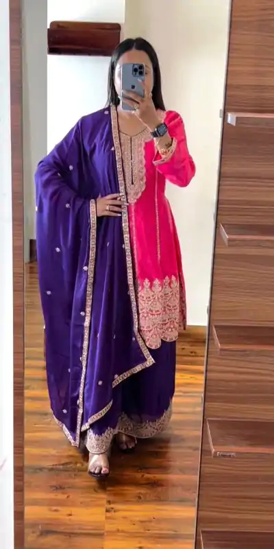 KD 1466 Pink Color Chinon Silk Sequence Work Salwar Suit Casual, Party, Festive, Events Wedding Etc. Expected Delivery 4-6 Working Days @3049/- | Casual Suits, Creative suits, Designer Suits, Palazzo Suits, Party Wear Suits, Salwar suit, Straight Suits