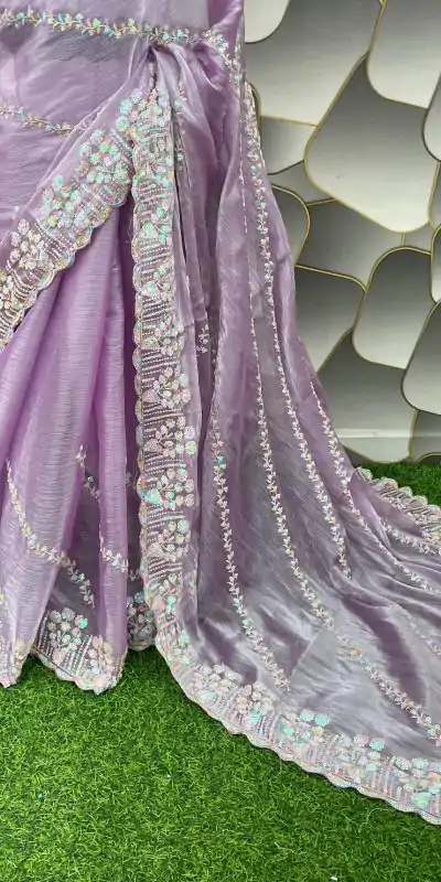 SC 289 Purple Color Jimi Choo Silk Beautiful Embroidery Saree , Party Wear, Events, Festivals Expected Delivery 4-6 Working Days 1999/- | Bollywood Sarees, Creative Sarees, Designer Sarees, Embroidered Sarees, Ethnic Saree, Modern Digital sarees, Party Wear Sarees, Sarees