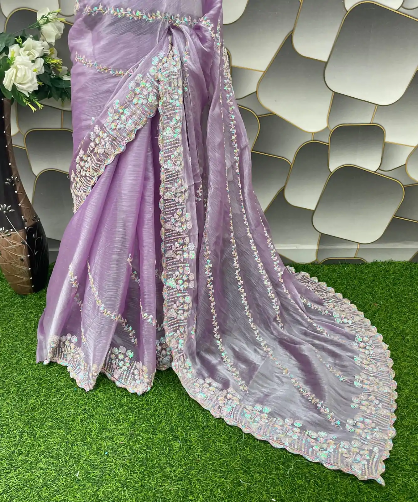 SC 289 Purple Color Jimi Choo Silk Beautiful Embroidery Saree , Party Wear, Events, Festivals Expected Delivery 4-6 Working Days 1999/- | Bollywood Sarees, Creative Sarees, Designer Sarees, Embroidered Sarees, Ethnic Saree, Modern Digital sarees, Party Wear Sarees, Sarees
