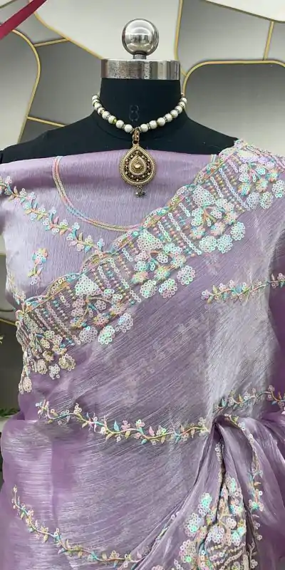 SC 289 Purple Color Jimi Choo Silk Beautiful Embroidery Saree , Party Wear, Events, Festivals Expected Delivery 4-6 Working Days 1999/- | Bollywood Sarees, Creative Sarees, Designer Sarees, Embroidered Sarees, Ethnic Saree, Modern Digital sarees, Party Wear Sarees, Sarees