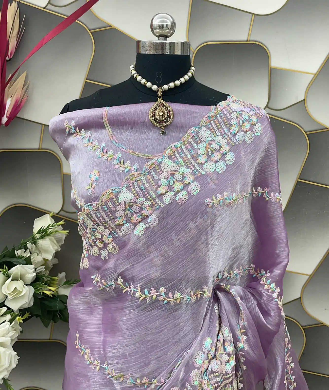 SC 289 Purple Color Jimi Choo Silk Beautiful Embroidery Saree , Party Wear, Events, Festivals Expected Delivery 4-6 Working Days 1999/- | Bollywood Sarees, Creative Sarees, Designer Sarees, Embroidered Sarees, Ethnic Saree, Modern Digital sarees, Party Wear Sarees, Sarees