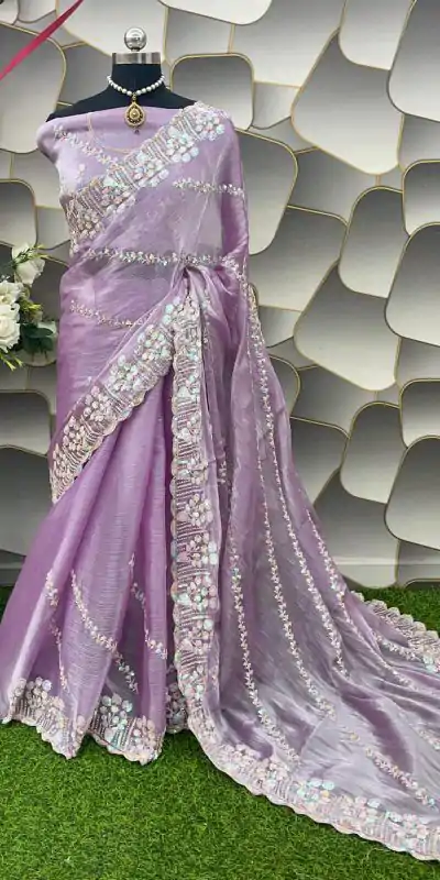 SC 289 Purple Color Jimi Choo Silk Beautiful Embroidery Saree , Party Wear, Events, Festivals Expected Delivery 4-6 Working Days 1999/- | Bollywood Sarees, Creative Sarees, Designer Sarees, Embroidered Sarees, Ethnic Saree, Modern Digital sarees, Party Wear Sarees, Sarees