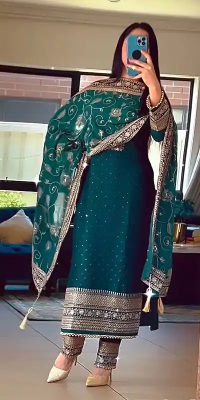 MF 422 Black Color Chinon Silk Embroidery Sequence Salwar Suit  Wedding, Party, Festive, Events Etc. Expected 4-6 Working Days @2399/- | Casual Suits, Creative suits, Designer Suits, Palazzo Suits, Party Wear Suits, Patiala Suits, Salwar suit, Straight Suits